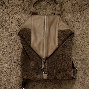 Brown genuine leather backpack